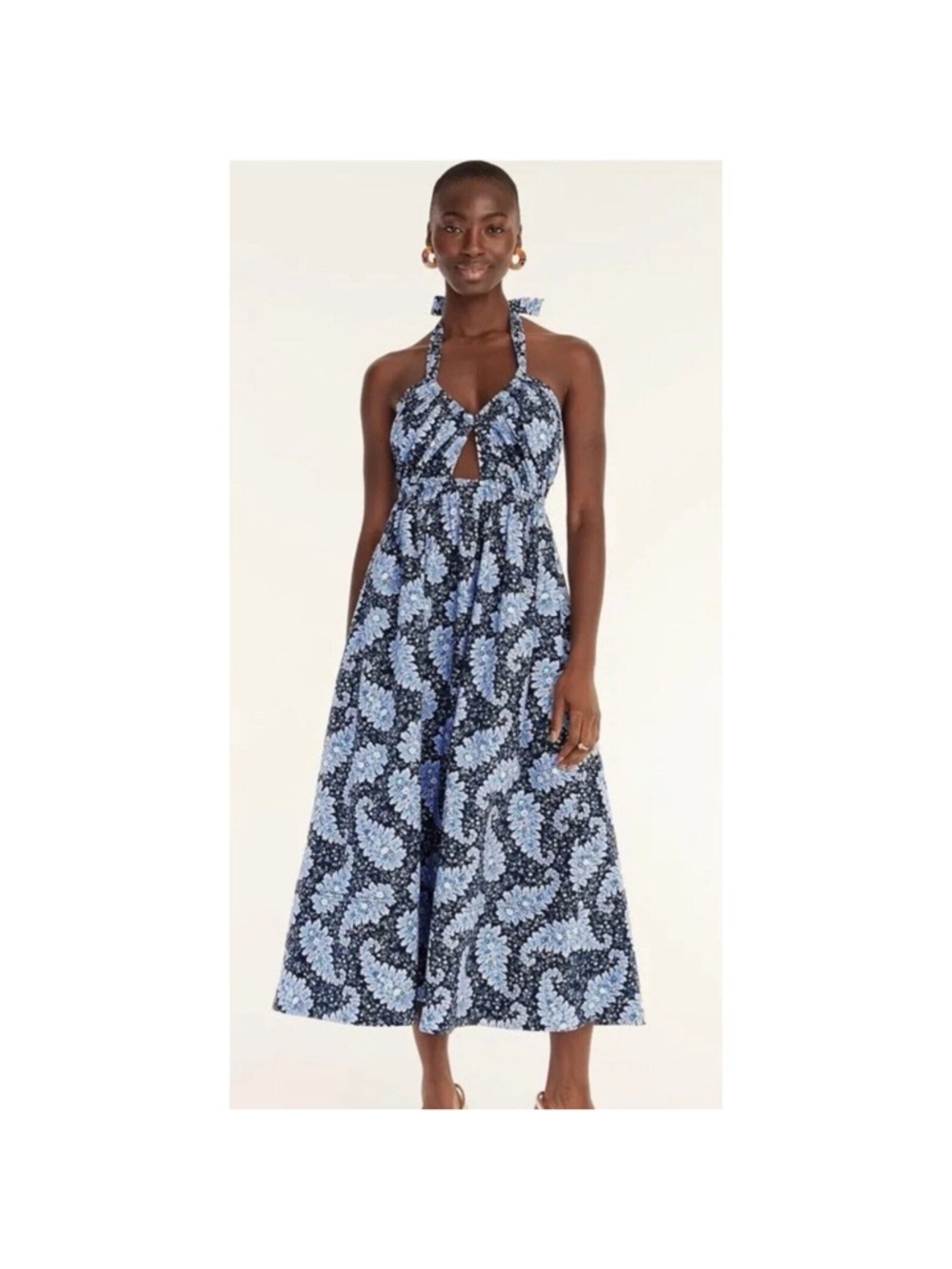 J. Crew Blue Paisley Halter Maxi Dress